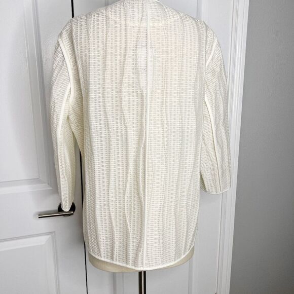 NEW Lafayette 148 NY ivory Open Front Jacket Blazer Size L - Picture 3 of 11